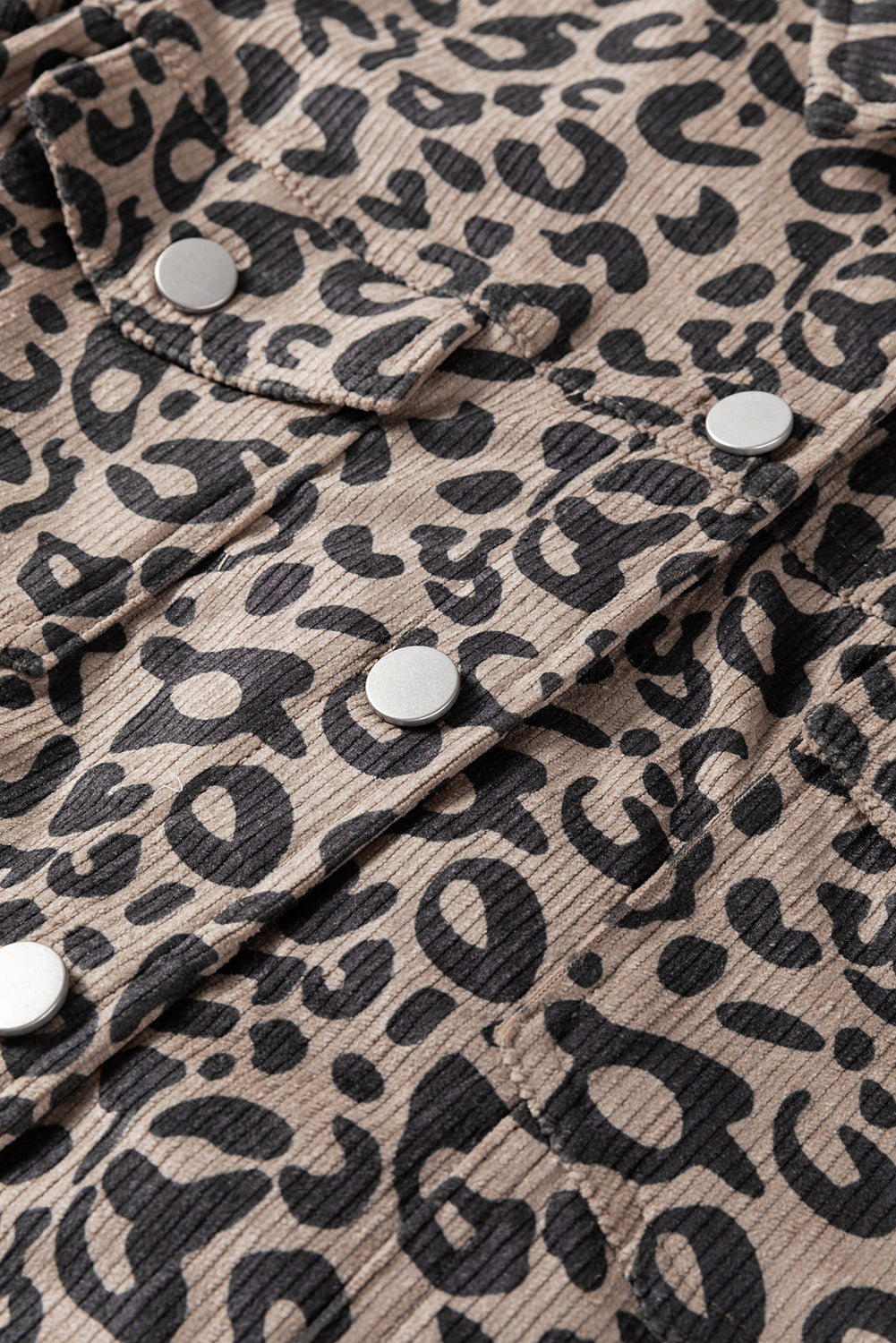 Dark Khaki Leopard Print Raw Hem Cropped Jacket