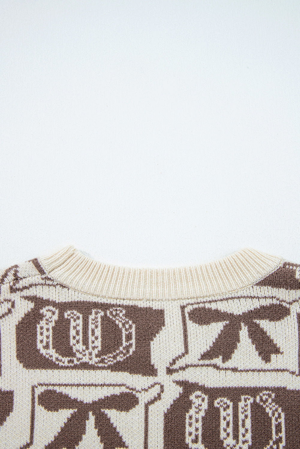 Black Colorblock Bow Pattern Drop Sleeve Sweater