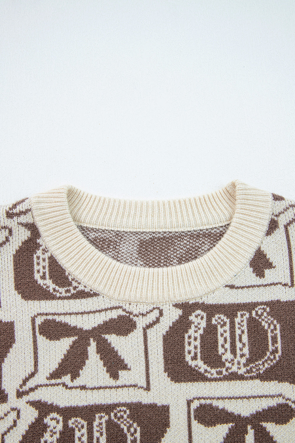 Black Colorblock Bow Pattern Drop Sleeve Sweater