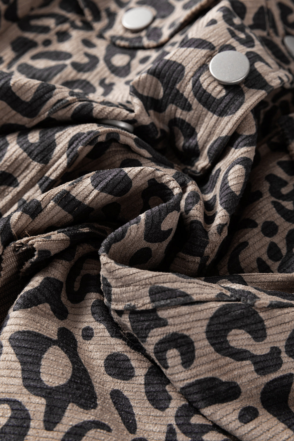 Dark Khaki Leopard Print Raw Hem Cropped Jacket