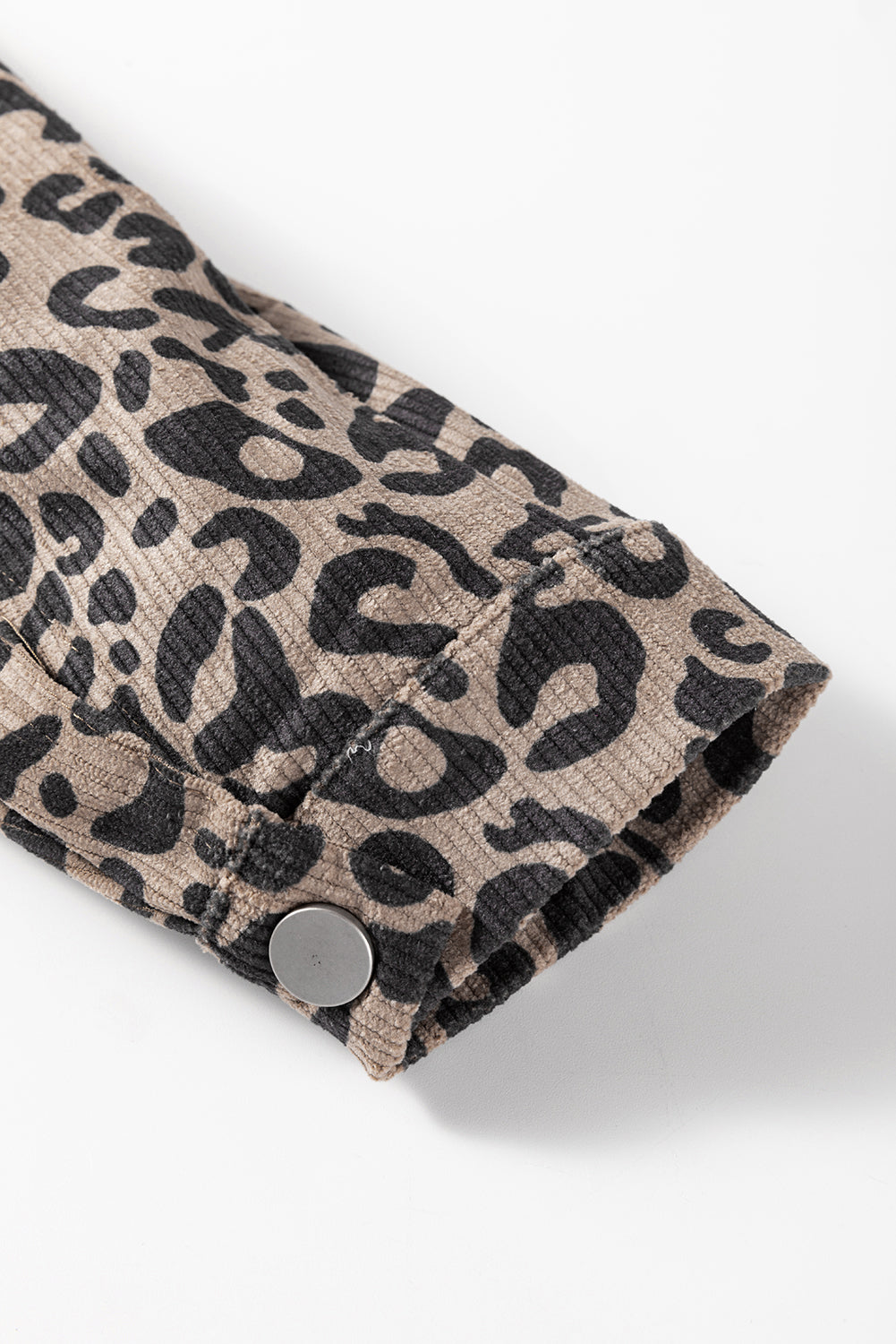 Dark Khaki Leopard Print Raw Hem Cropped Jacket