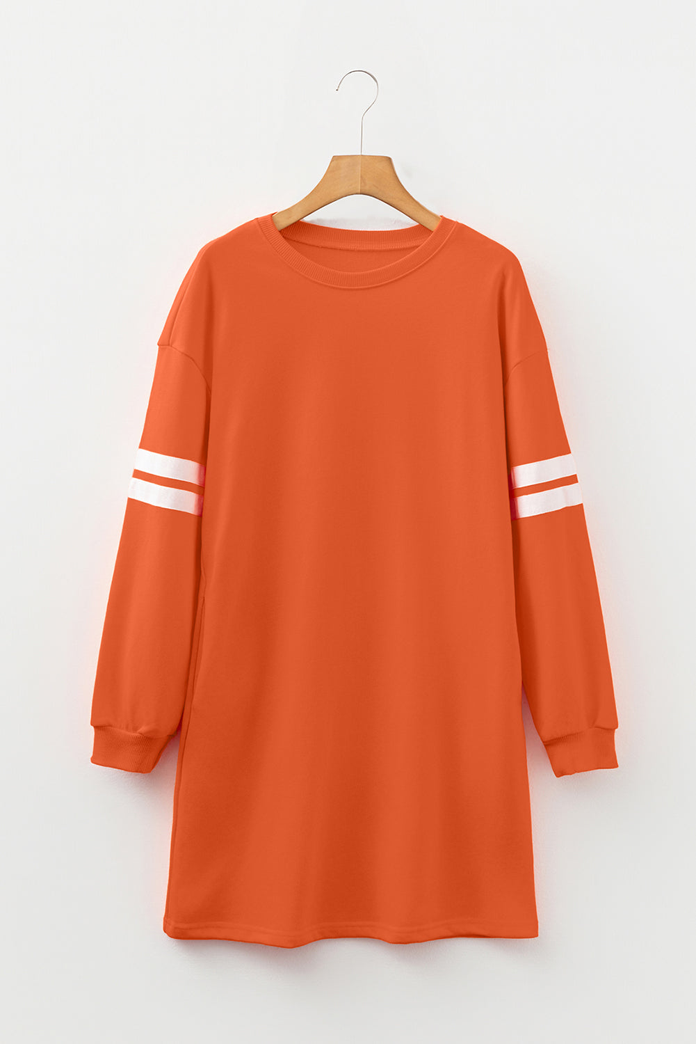 Fiery Red Preppy Striped Sleeve Loose Mini Dress