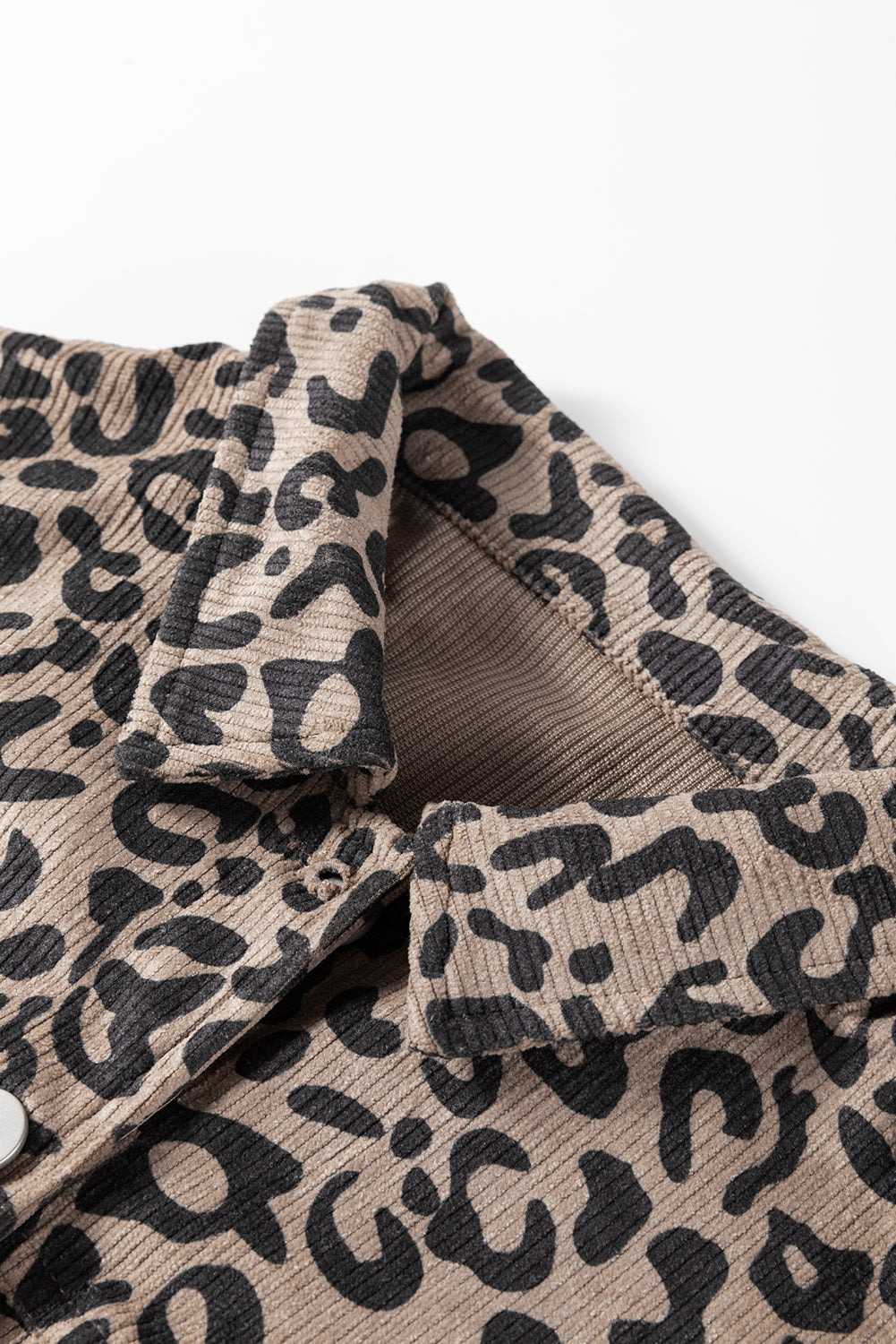 Dark Khaki Leopard Print Raw Hem Cropped Jacket