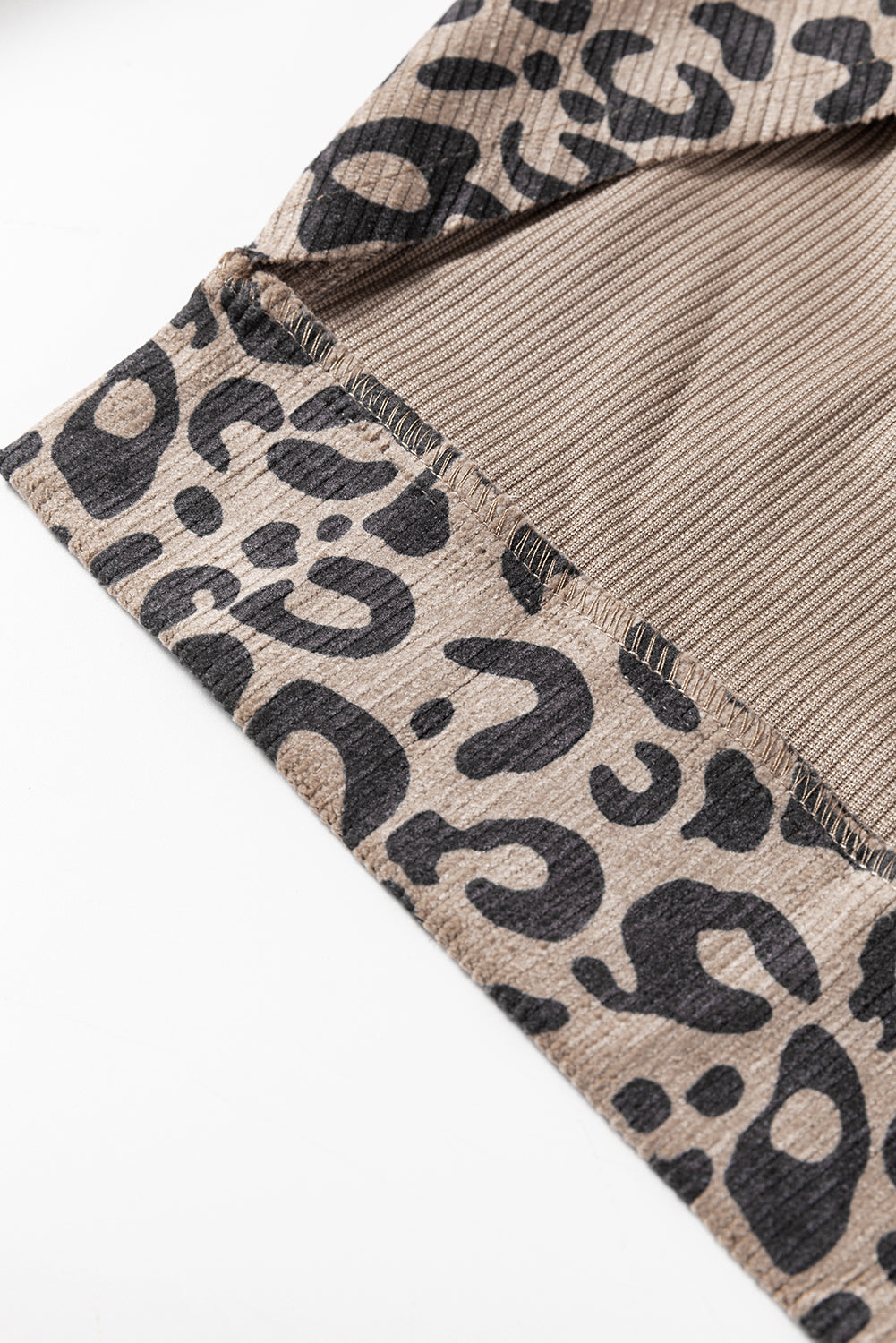 Dark Khaki Leopard Print Raw Hem Cropped Jacket
