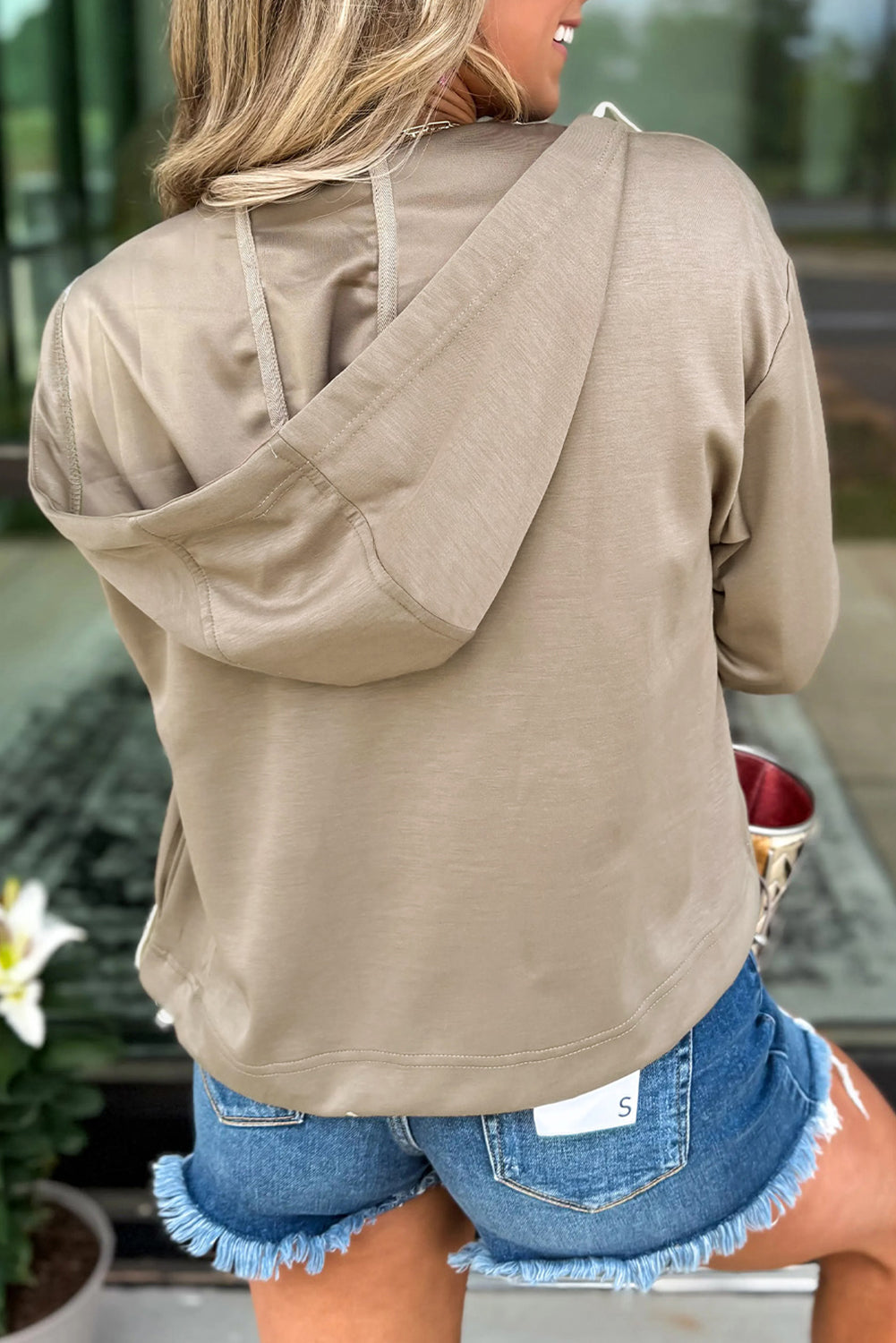 Goat Bow Embroidered Zip Up Hoodie