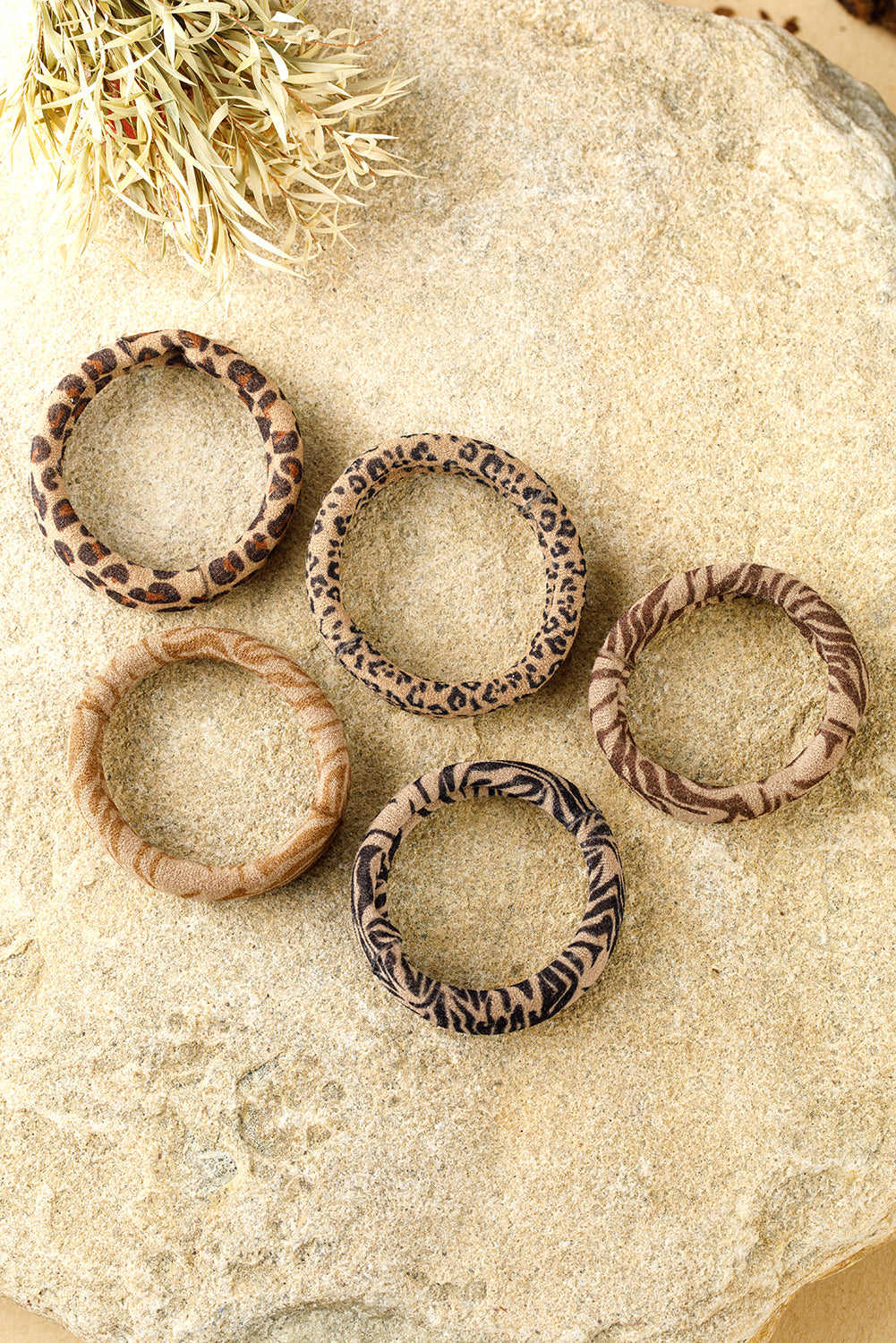 Light French Beige Leopard Print Elastic Hair Tie
