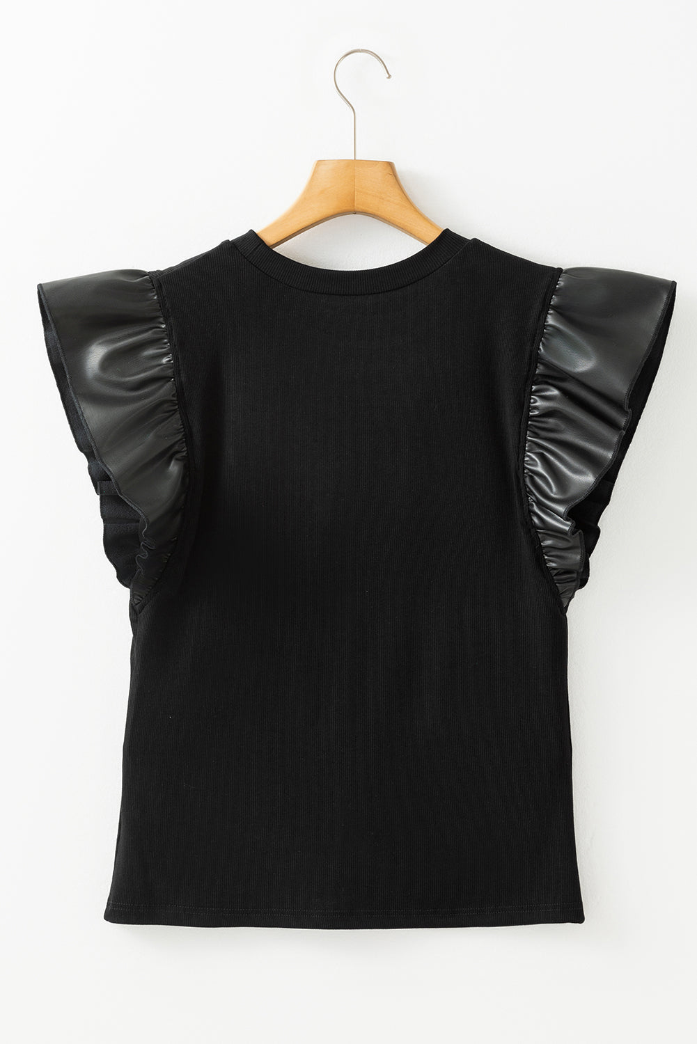 Black GAME DAY Checkered Letter Heat Transfer Printing Ruffle Sleeve Top