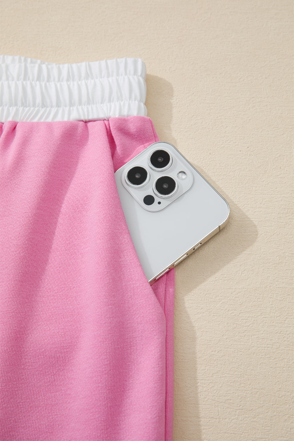 Orchid Bouquet Flower Patched Raw Seam Colorblock Loose Pants Set