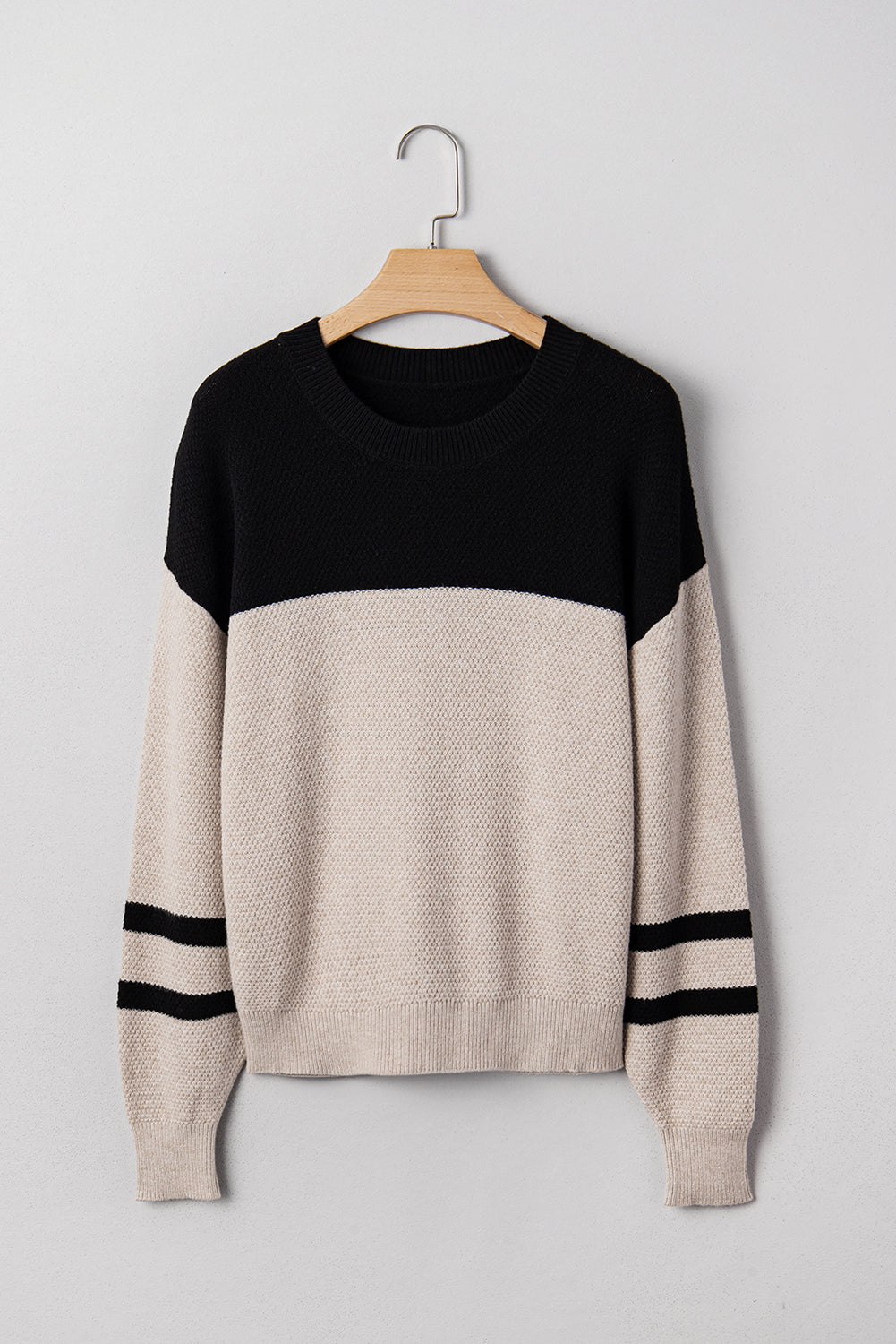 Parchment Colorblock Striped Sleeve Detail Knit Sweater
