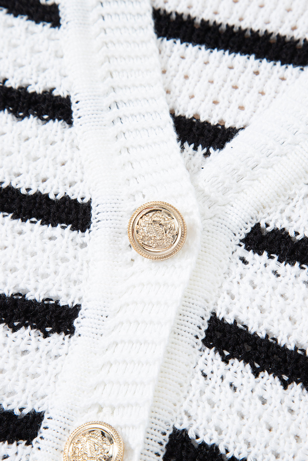 Pink Striped V Neck Button Knit Vest