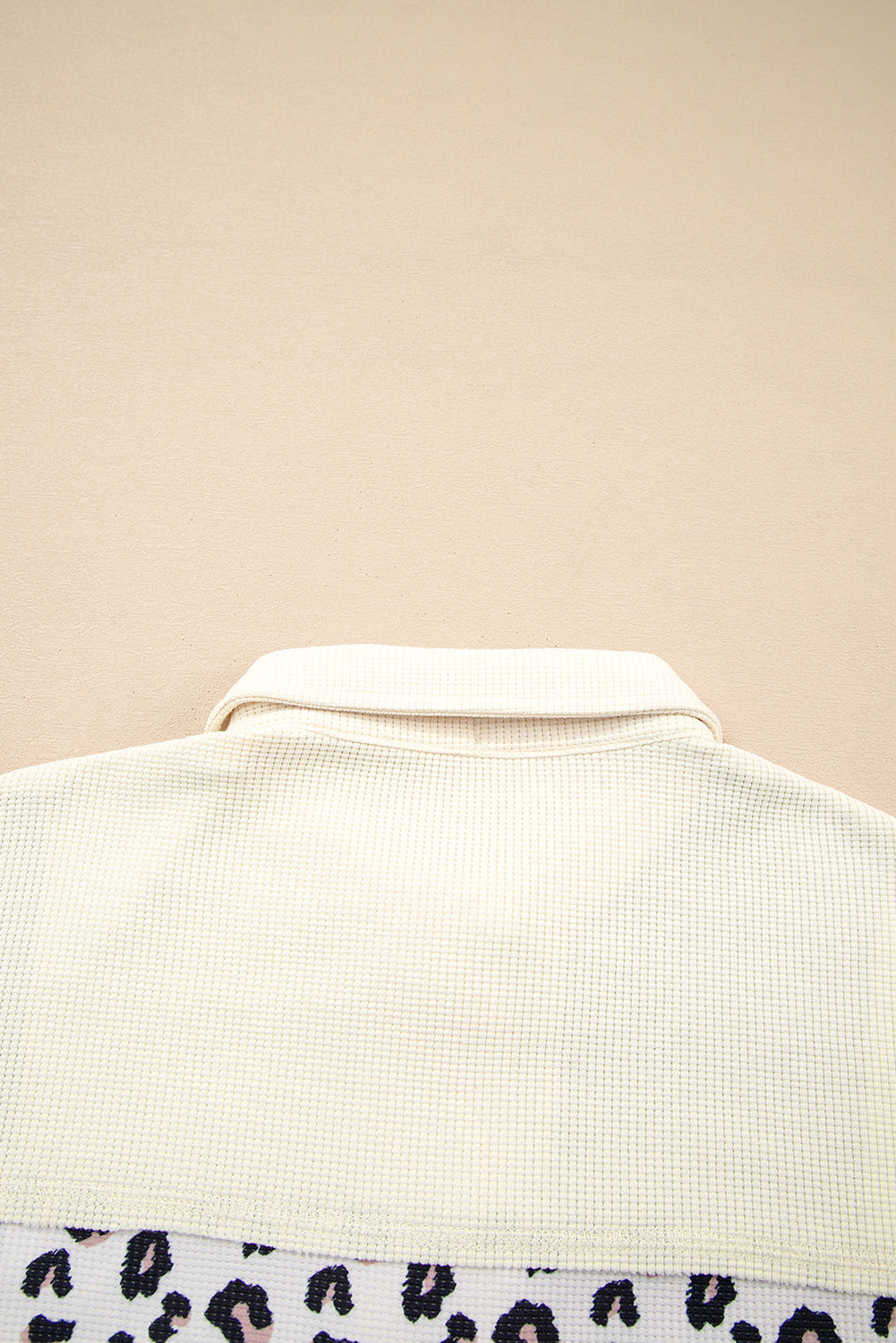 Khaki Leopard Waffle Quilted Patchwork Button Front Jacket