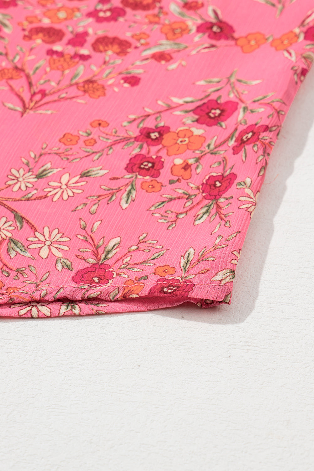 Black Floral Print Collared Button Up Puff Sleeve Shirt