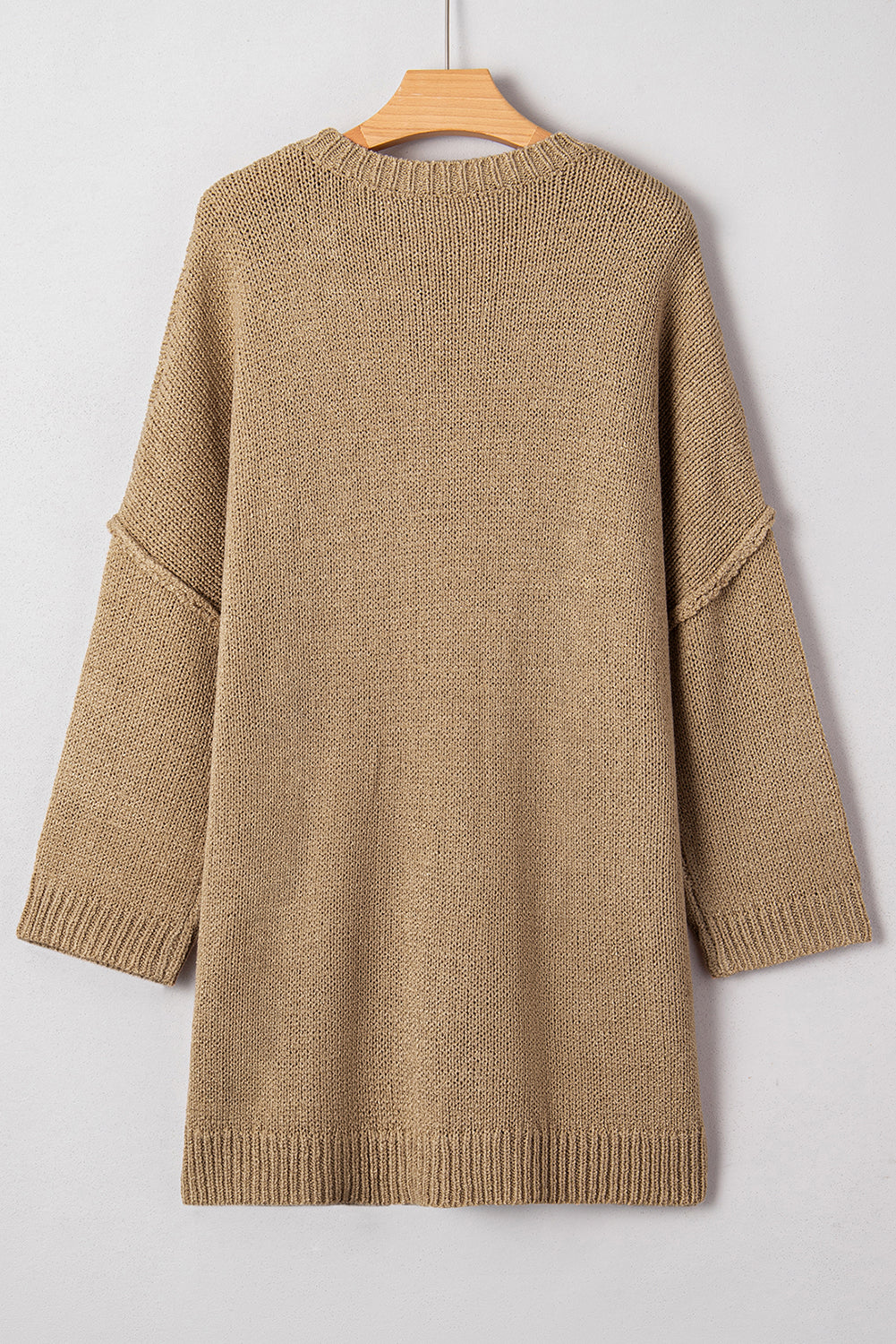 Pale Khaki Oversize Drop Shoulder Slouchy Sweater Dress