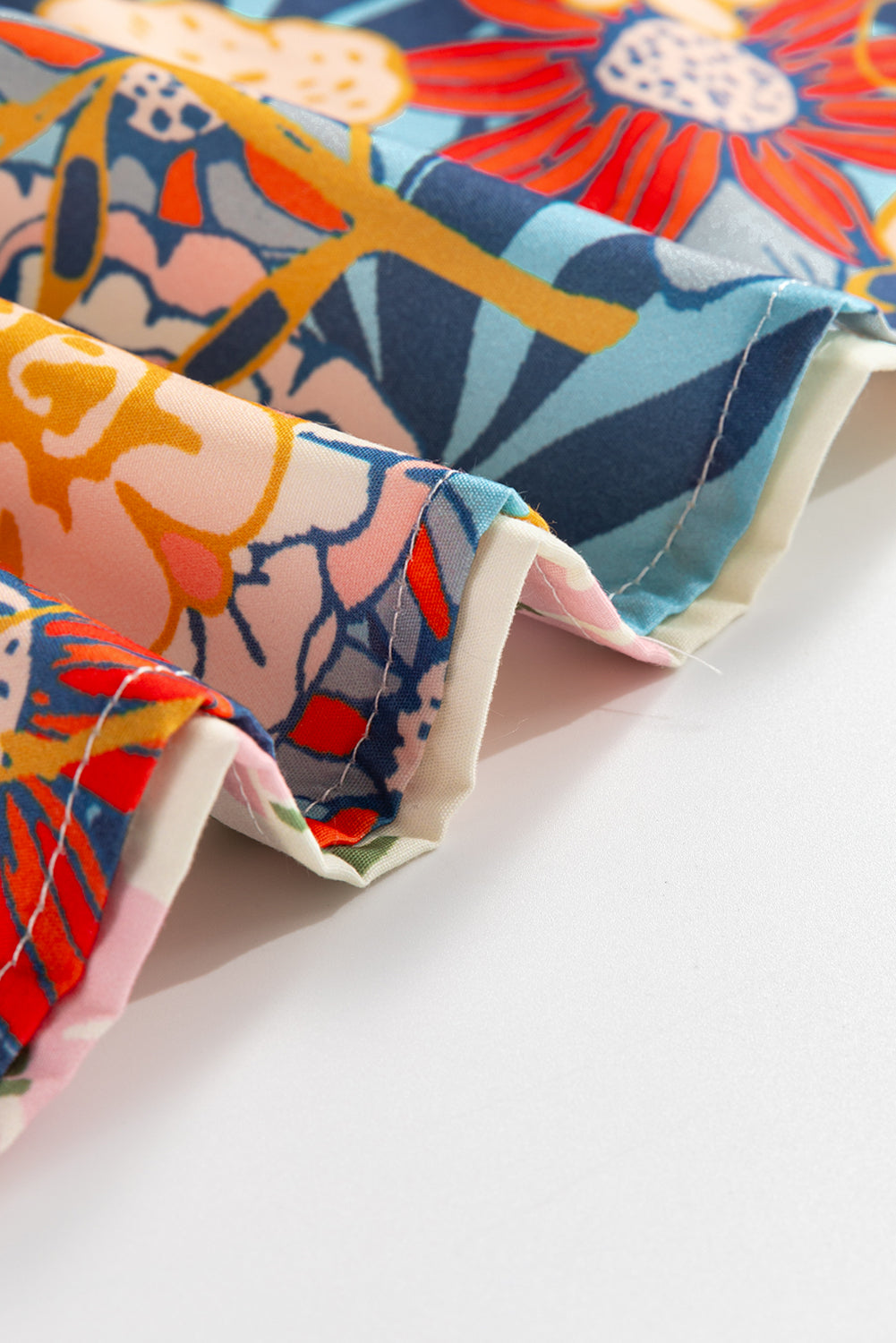 Multicolour Half Sleeve Boho Floral Pop of Color Neckline Blouse