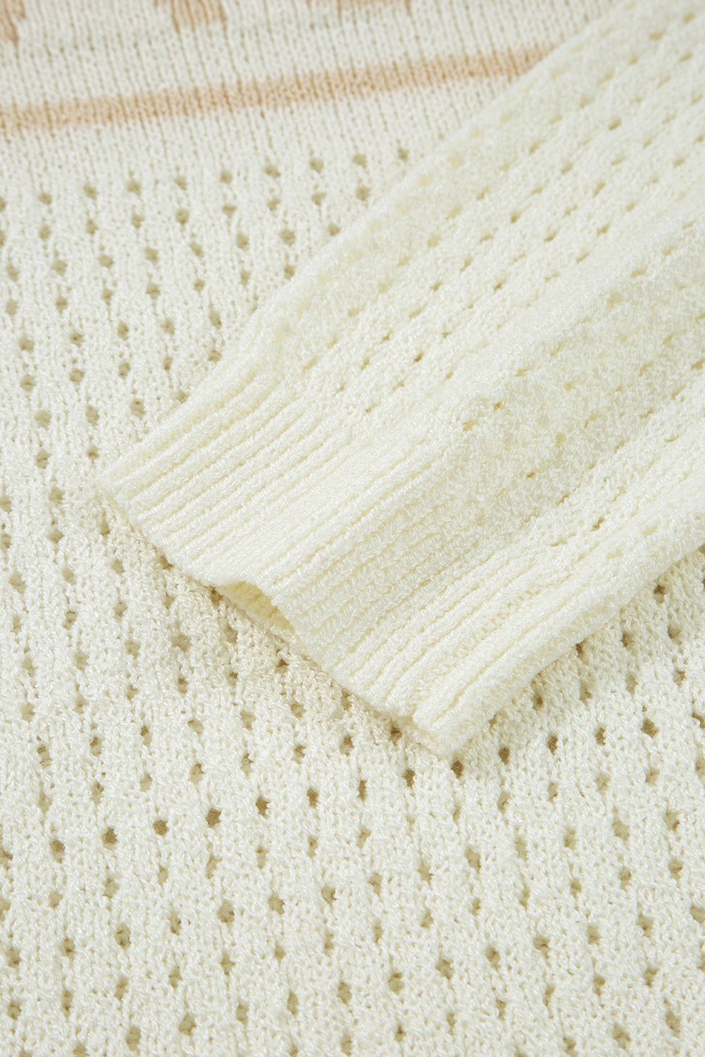White BEACH Hollow Out Knitted Lightweight Dolman Sweater