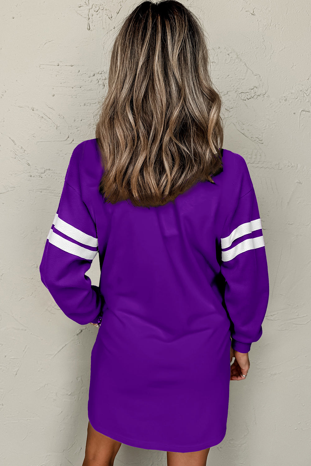 Fiery Red Preppy Striped Sleeve Loose Mini Dress