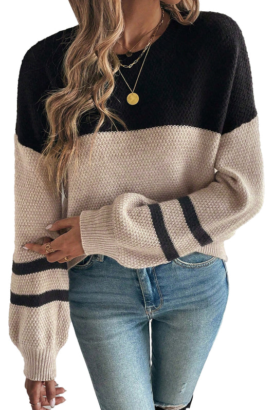 Parchment Colorblock Striped Sleeve Detail Knit Sweater