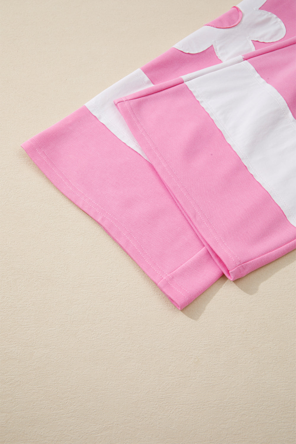 Orchid Bouquet Flower Patched Raw Seam Colorblock Loose Pants Set