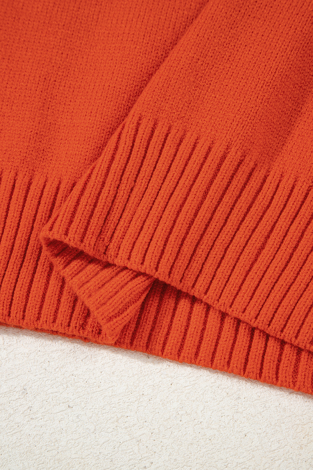 Flamingo Ribbed Edge Collared V Neck Loose Fit Sweater