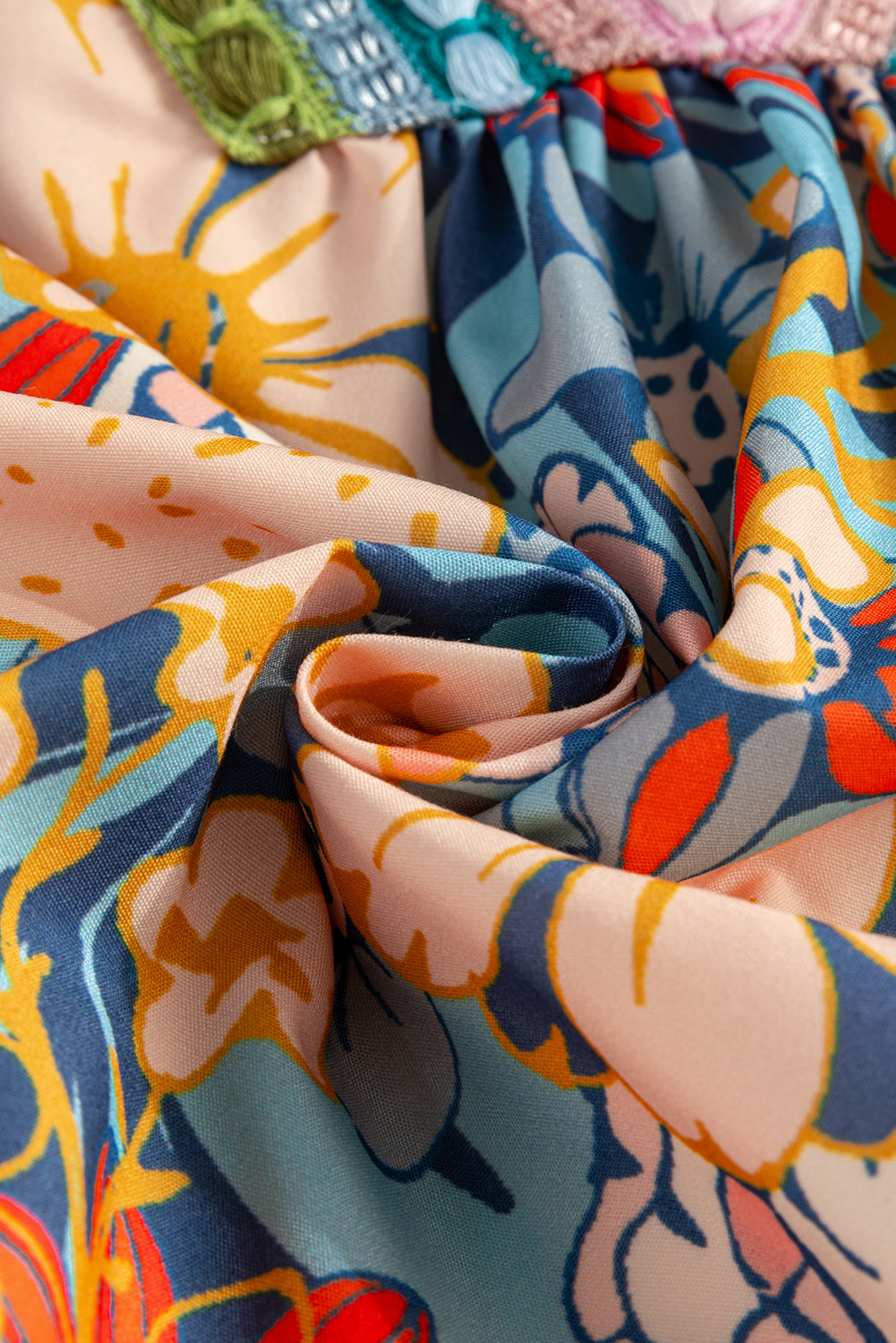 Multicolour Half Sleeve Boho Floral Pop of Color Neckline Blouse