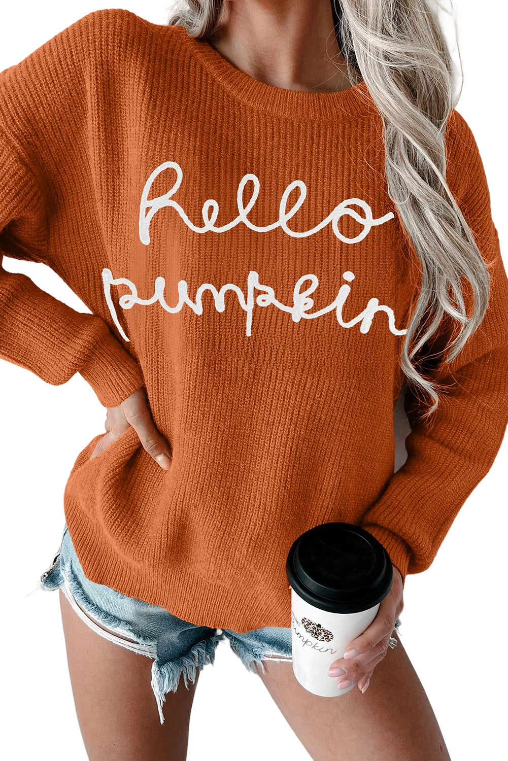 Flamingo Hello Pumpkin Graphic Sweater