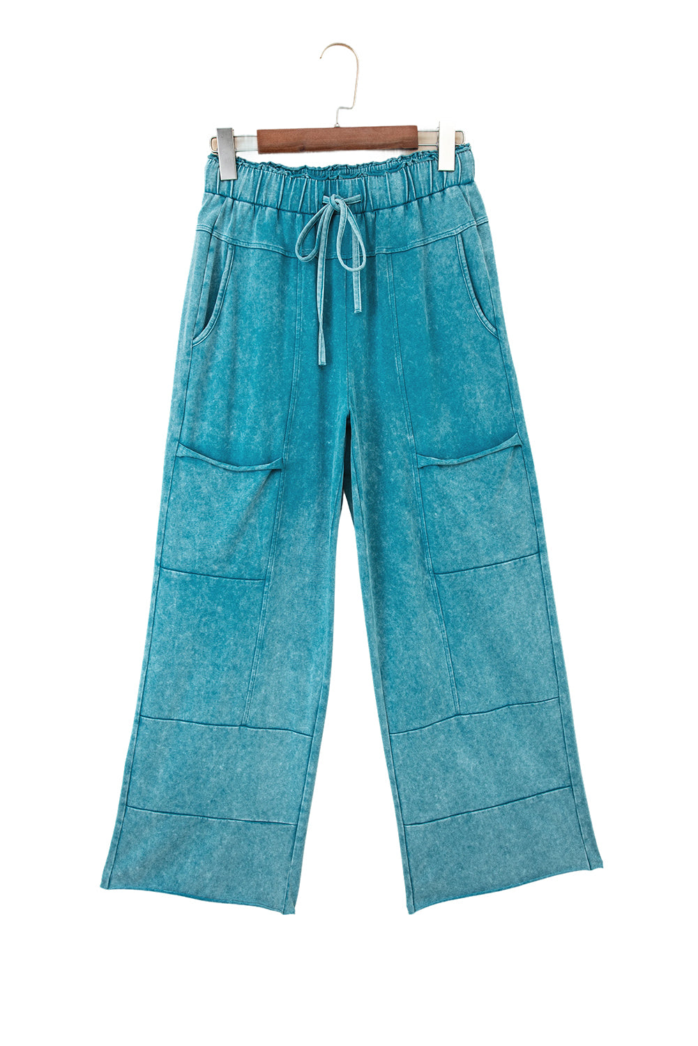 Lapis Mineral Wash Knot High Waist Raw Hem Pants