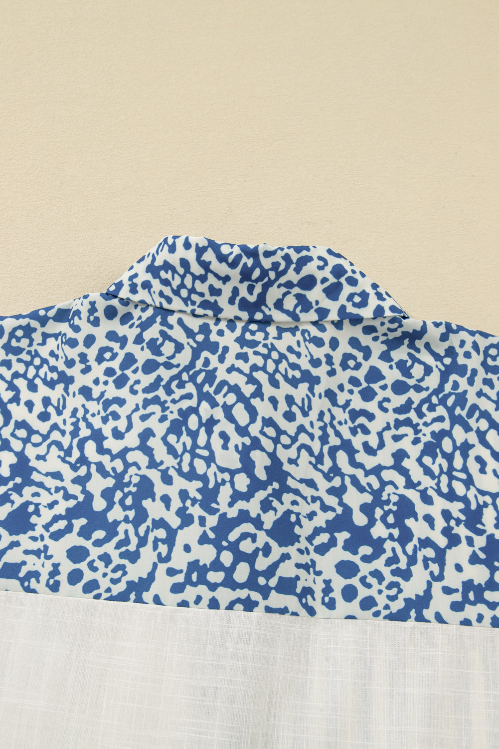 Sky Blue Leopard Striped Patchwork Casual Plus Shirt