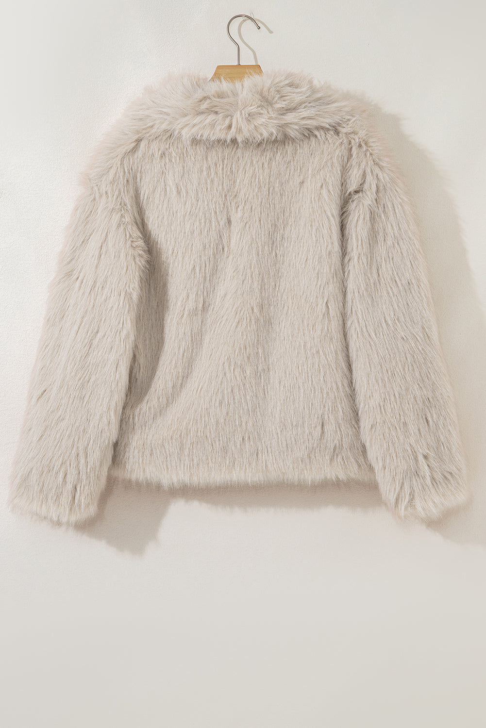 Jet Stream Solid Long Sleeve Thick Fuax Fur Coat