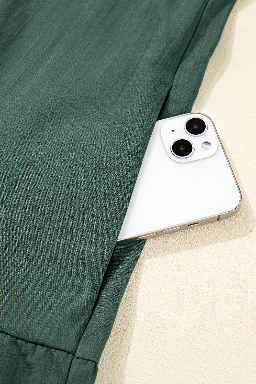 Canton Contrast Ricrac Trim Button V Neck Knotted Bracelet Sleeve Dress