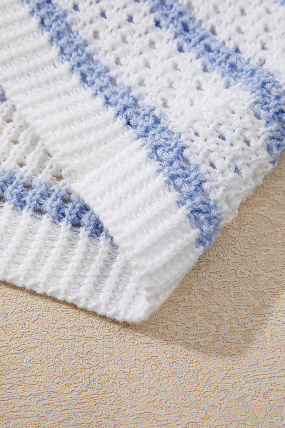 Pink Striped V Neck Button Knit Vest