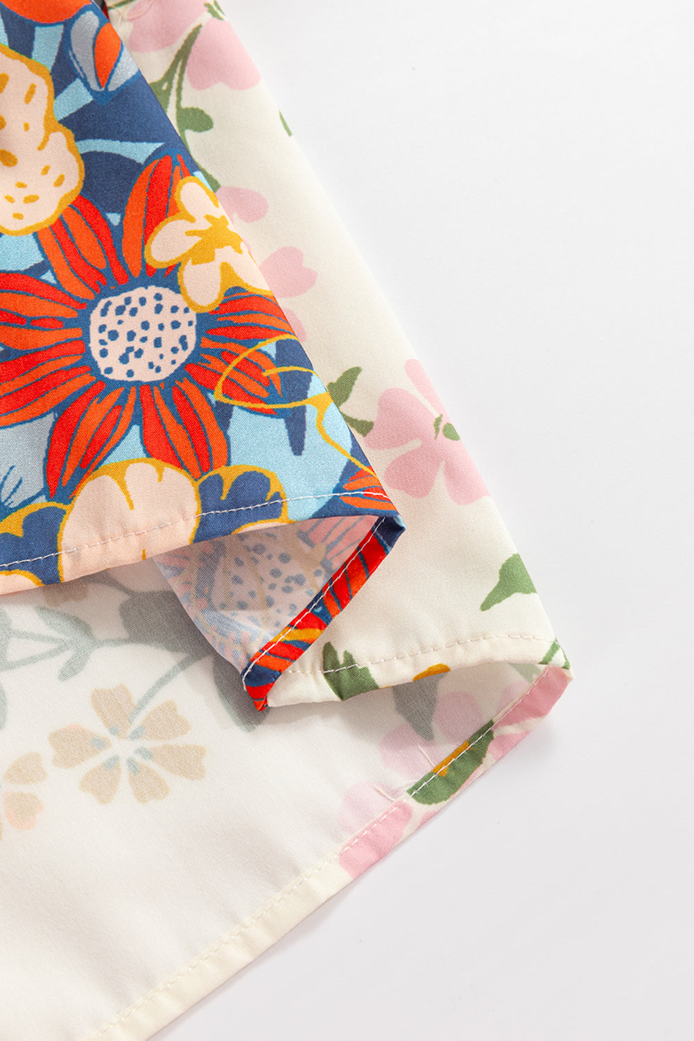 Multicolour Half Sleeve Boho Floral Pop of Color Neckline Blouse