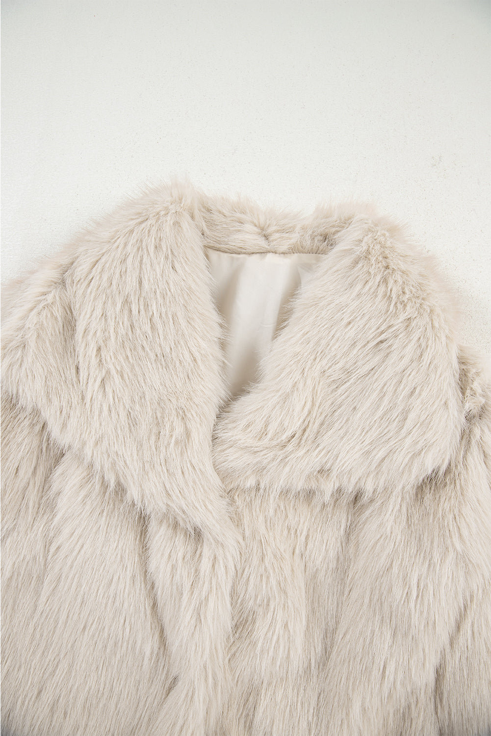 Jet Stream Solid Long Sleeve Thick Fuax Fur Coat