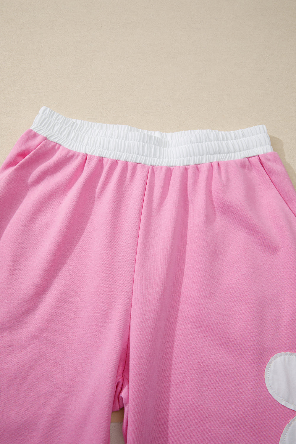 Orchid Bouquet Flower Patched Raw Seam Colorblock Loose Pants Set