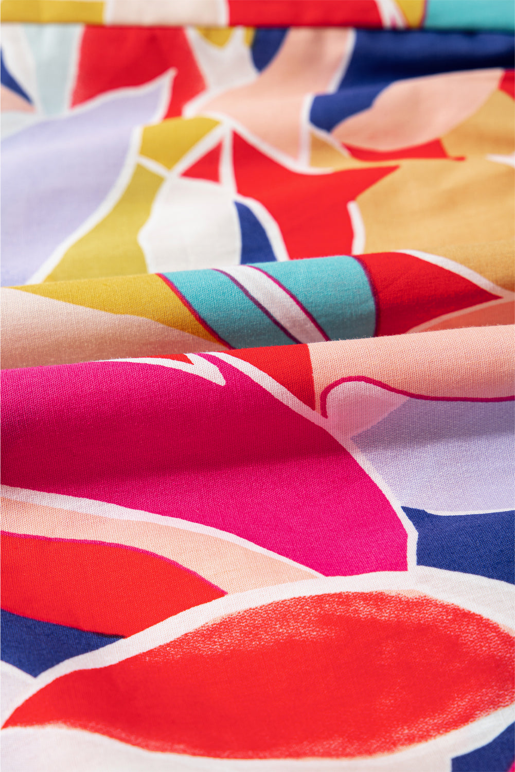 Pink Abstract Printed Flutter Sleeve Tiered Mini Dress