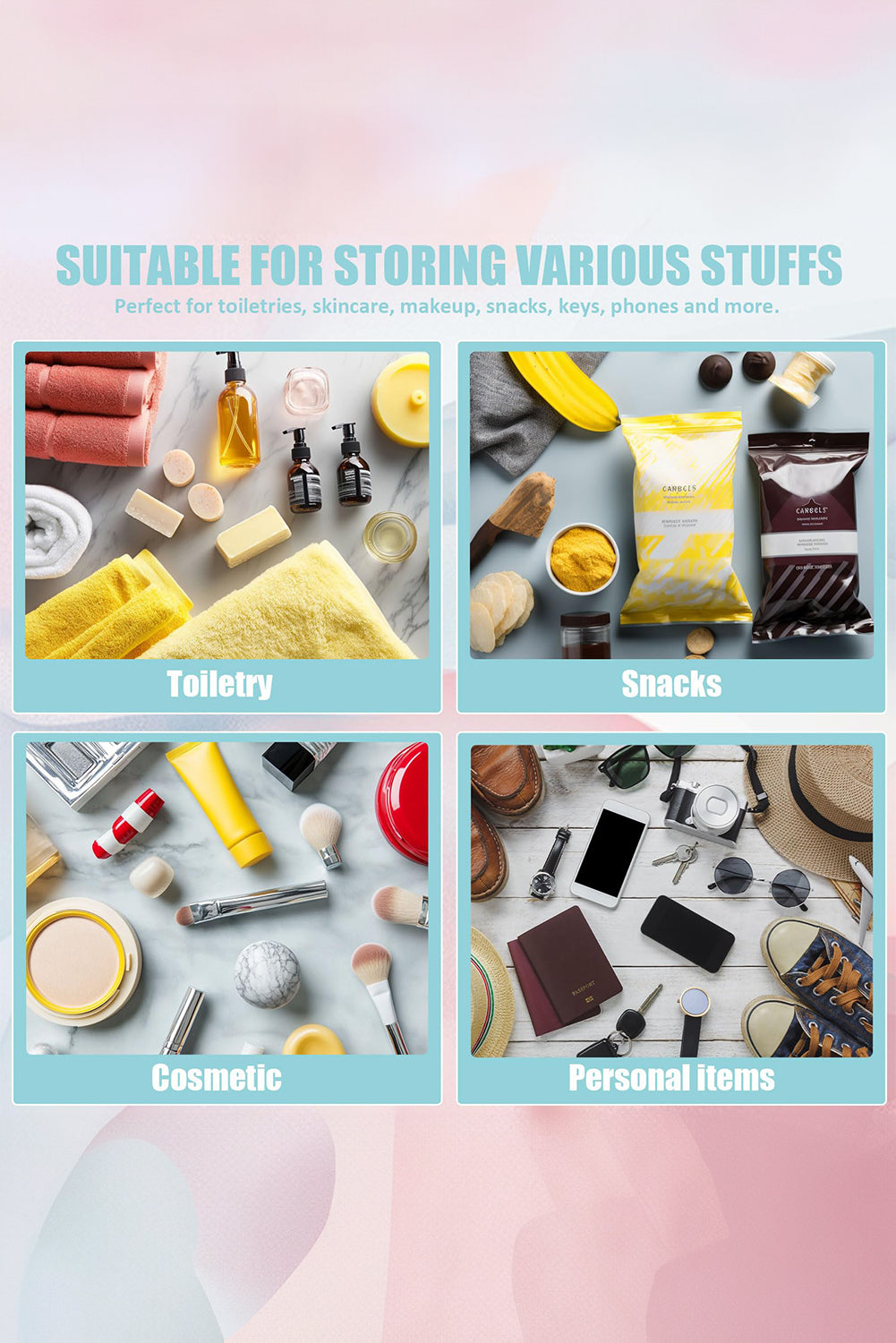 Bright Pink CHEER Chenille Letter Zipper Varsity Clear Makeup Bag