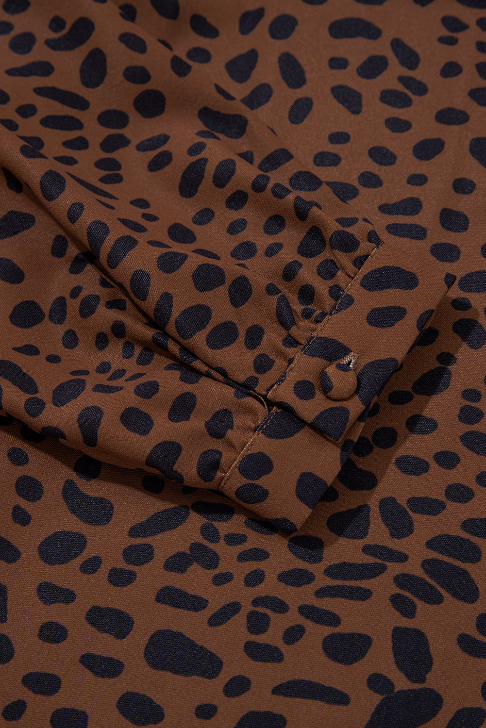 Brown Leopard Print Ruffle Puff Sleeve Blouse