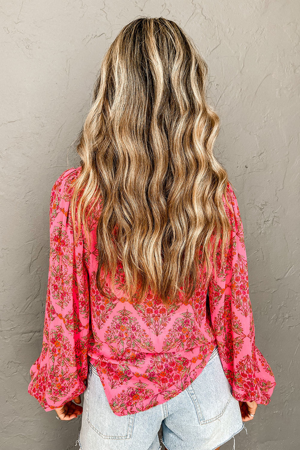 Black Floral Print Collared Button Up Puff Sleeve Shirt