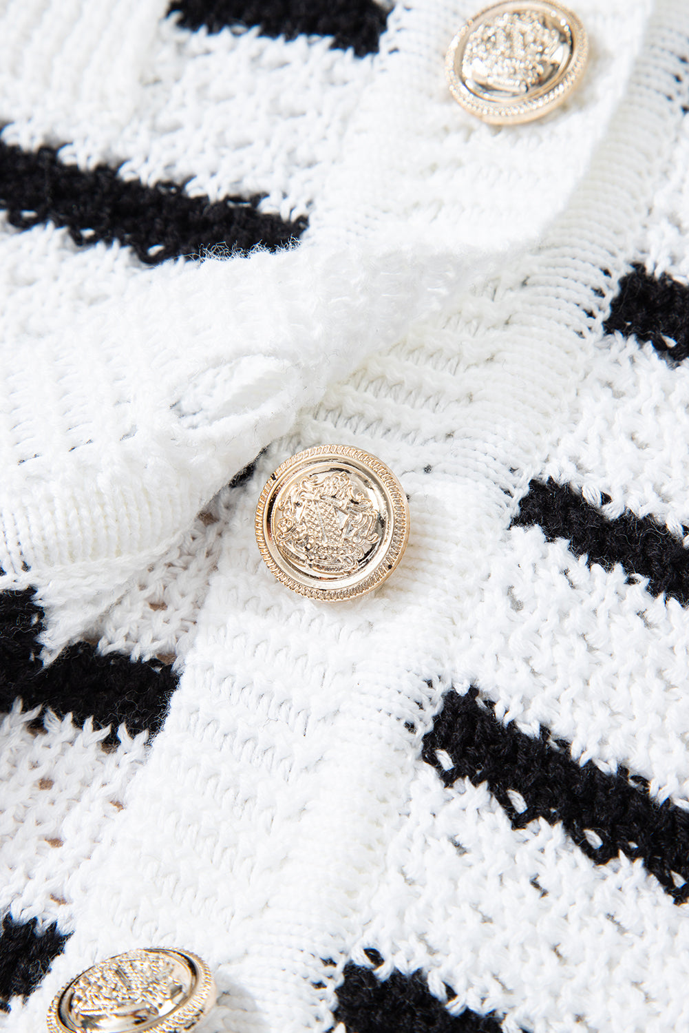 Pink Striped V Neck Button Knit Vest