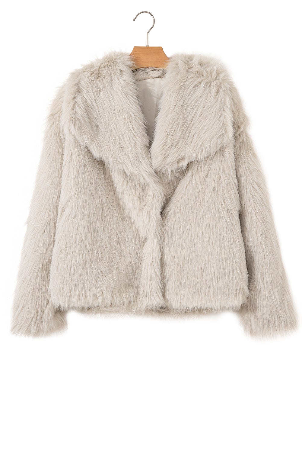 Jet Stream Solid Long Sleeve Thick Fuax Fur Coat