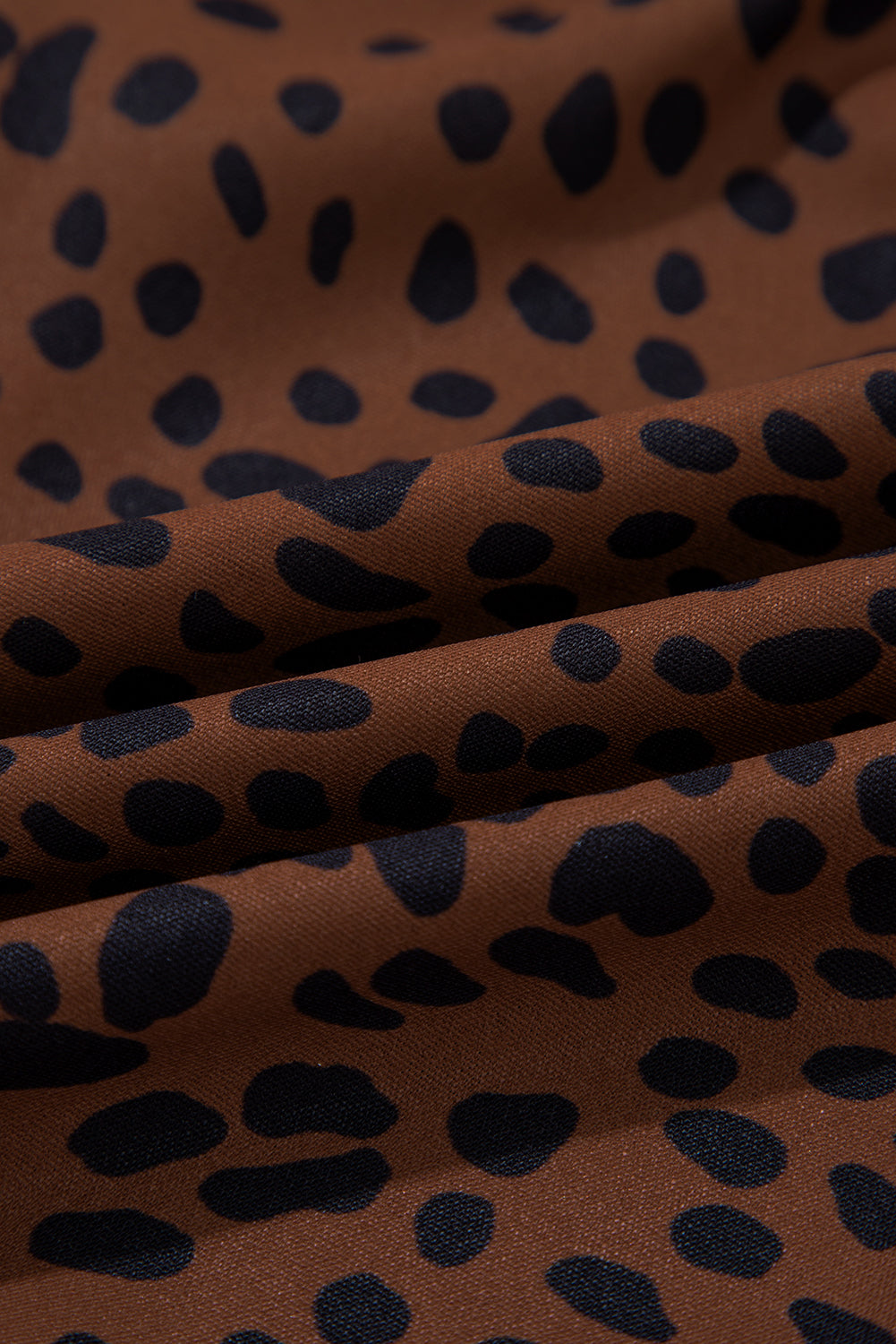 Brown Leopard Print Ruffle Puff Sleeve Blouse