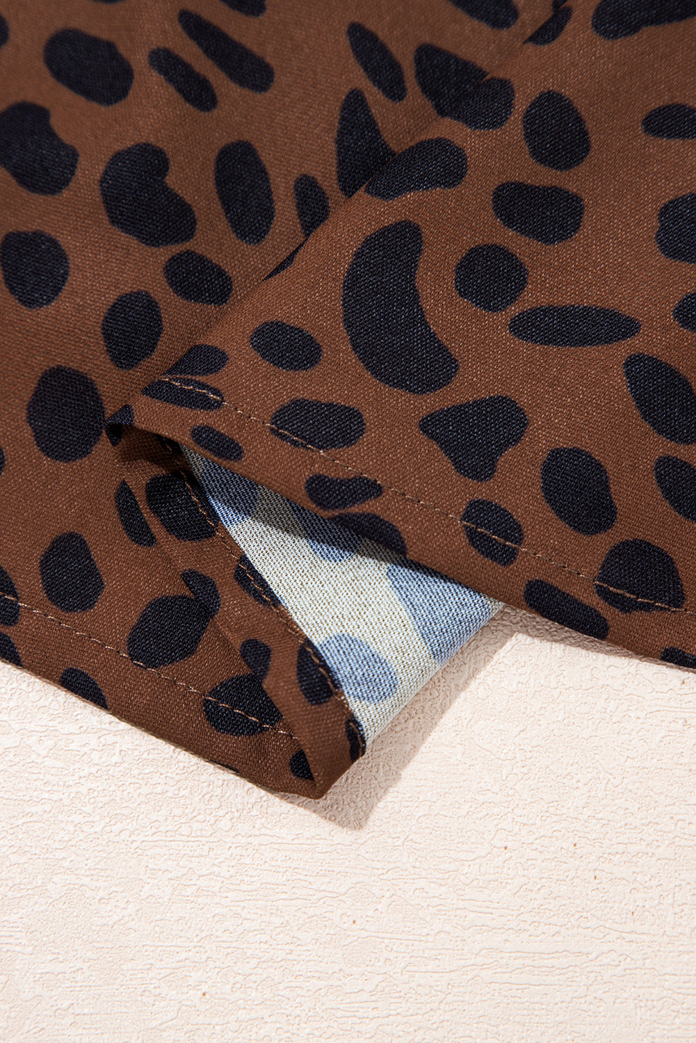 Brown Leopard Print Ruffle Puff Sleeve Blouse