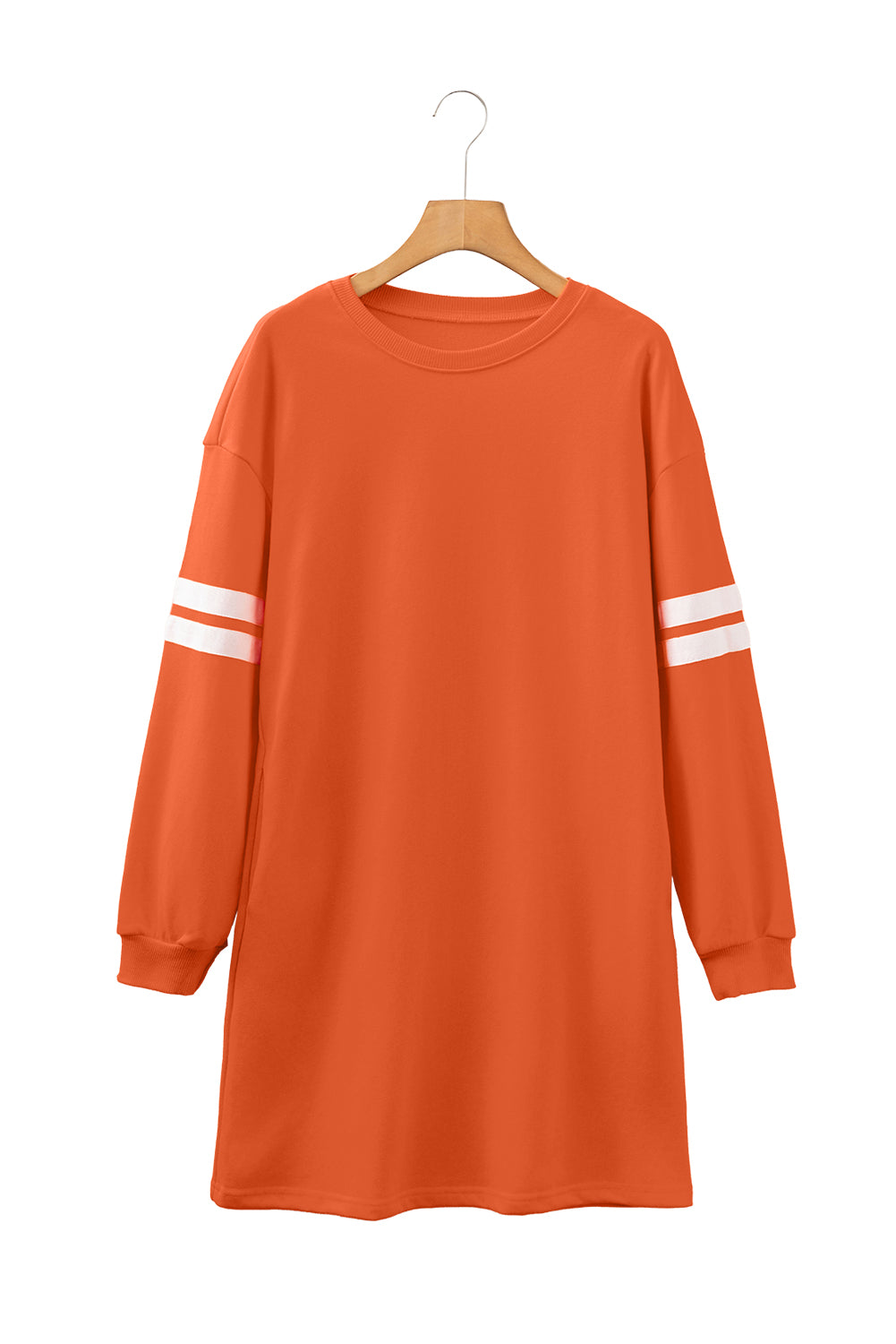 Fiery Red Preppy Striped Sleeve Loose Mini Dress