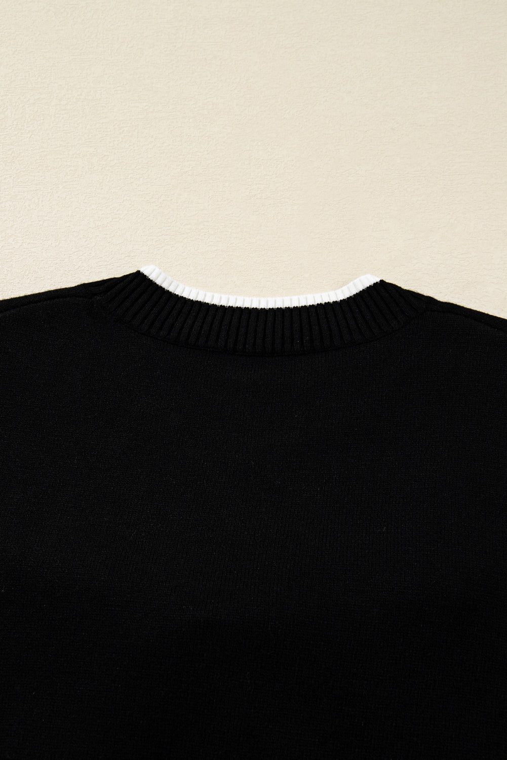 Black Contrast Trim Big Bow Accent Cropped Sweater